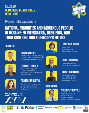 Cafe Kyiv 2026: Podiumsdiskussion zu nationalen Minderheiten und indigenen Völkern in der Ukraine